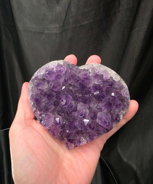 Amethyst Heart on Stand 11 Purple Quartz Geode Crystal Gift 525g - H10xW10xD6cm - Image 6