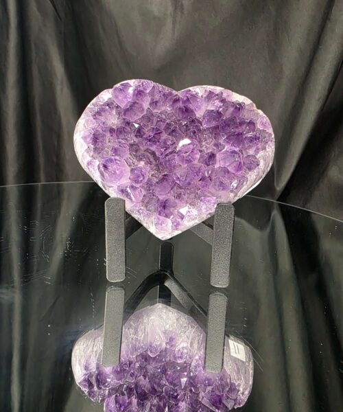 Amethyst Heart on Stand 11 Purple Quartz Geode Crystal Gift 525g - H10xW10xD6cm - Image 8