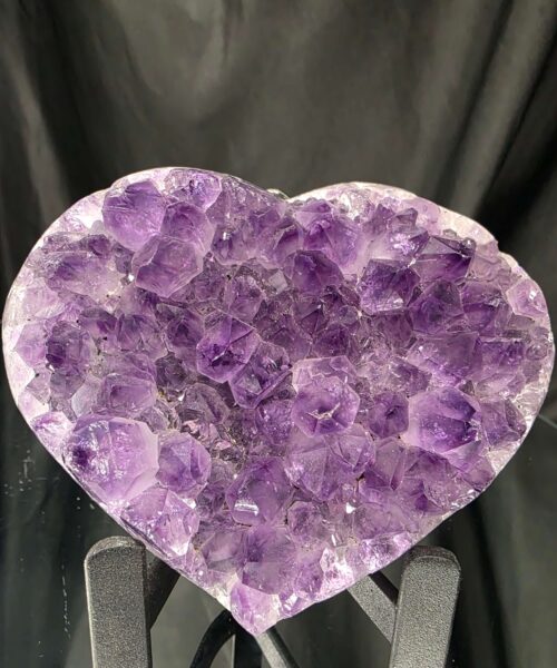 Amethyst Heart on Stand 11 Purple Quartz Geode Crystal Gift 525g - H10xW10xD6cm - Image 9