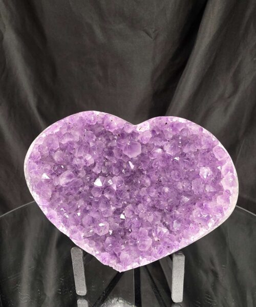 Amethyst Heart on Stand 12 Purple Quartz Geode Crystal Gift 1.243g - H15xW17xD10cm - Image 2