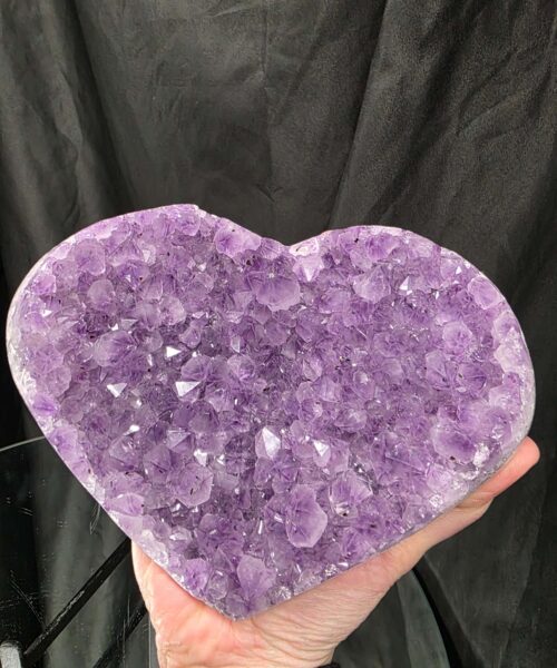 Amethyst Heart on Stand 12 Purple Quartz Geode Crystal Gift 1.243g - H15xW17xD10cm - Image 6