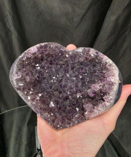 Amethyst Heart on Stand 15 Purple Quartz Geode Crystal Gift 704g - H12xW13xD6cm - Image 6
