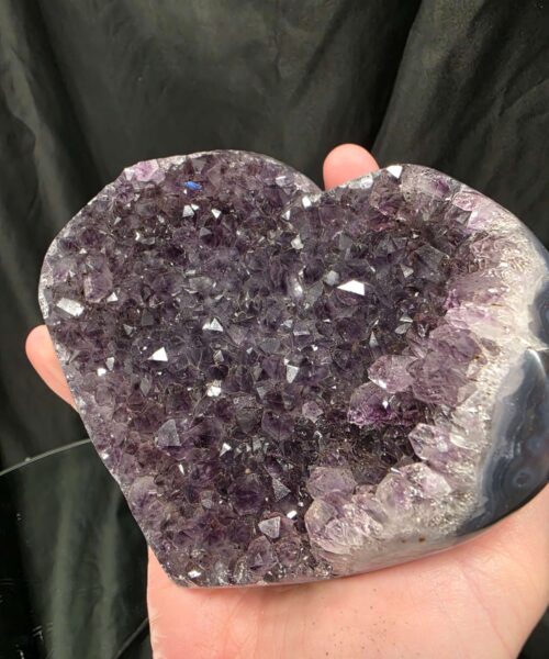 Amethyst Heart on Stand 15 Purple Quartz Geode Crystal Gift 704g - H12xW13xD6cm - Image 7