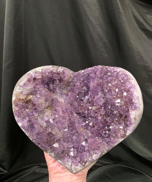 Huge Amethyst Heart on Stand 16 Purple Quartz Geode Crystal Gift 2.119g - H16xW18xD10cm - Image 5