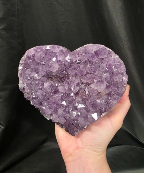 Huge Amethyst Heart on Stand 17 Purple Quartz Geode Crystal Gift 1.457g - H14xW15xD6cm - Image 7
