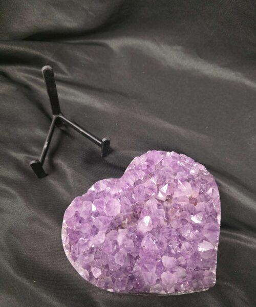 Huge Amethyst Heart on Stand 17 Purple Quartz Geode Crystal Gift 1.457g - H14xW15xD6cm - Image 5