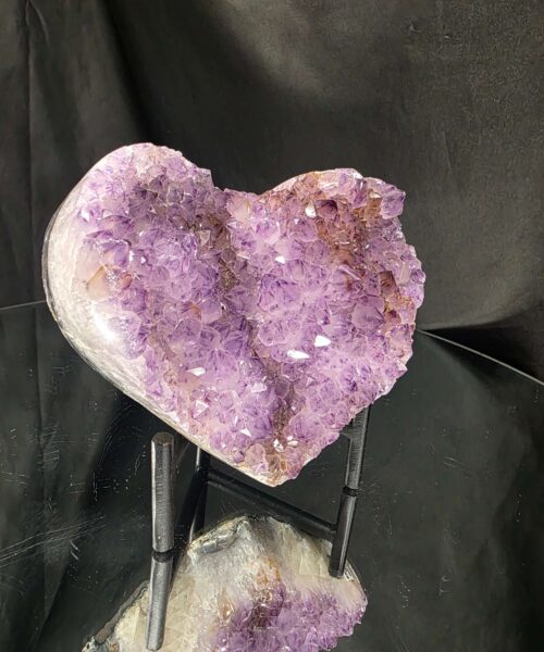 Large Amethyst Heart on Stand 21 Purple Quartz Geode Crystal Gift 921g - H11.5xW13xD7cm - Image 9