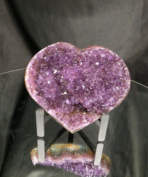 Amethyst Heart on Stand 3 Purple Quartz Geode Crystal Gift 571g - H11xW12xD6cm - Image 11