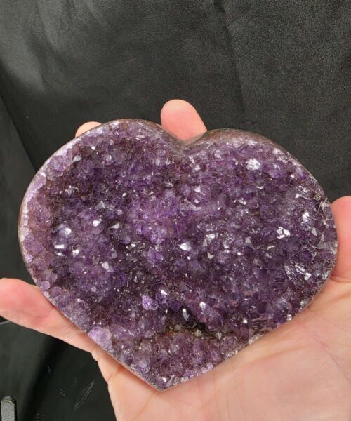 Amethyst Heart on Stand 3 Purple Quartz Geode Crystal Gift 571g - H11xW12xD6cm - Image 7