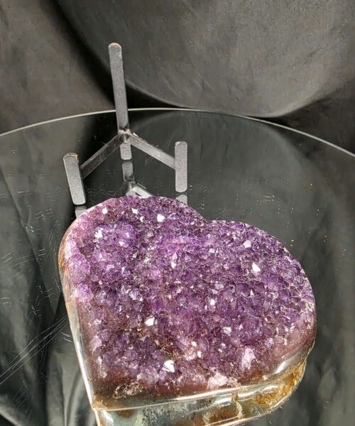 Amethyst Heart on Stand 3 Purple Quartz Geode Crystal Gift 571g - H11xW12xD6cm - Image 6