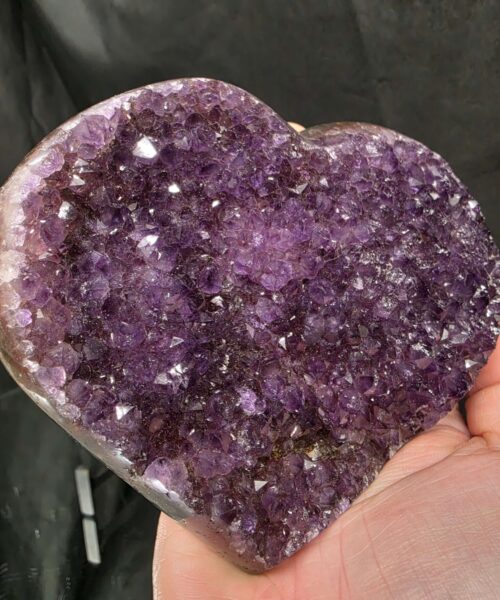 Amethyst Heart on Stand 3 Purple Quartz Geode Crystal Gift 571g - H11xW12xD6cm - Image 5