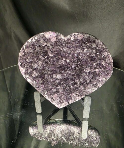 Amethyst Heart on Stand 6 Purple Quartz Geode Crystal Gift 591g - H12xW14xD6cm - Image 10