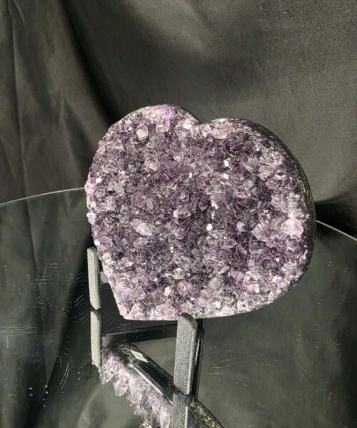 Amethyst Heart on Stand 6 Purple Quartz Geode Crystal Gift 591g - H12xW14xD6cm - Image 9