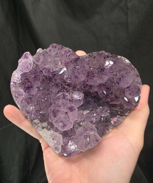 Amethyst Heart on Stand 7 Purple Quartz Geode Crystal Gift 881g - H12xW12xD6cm - Image 6
