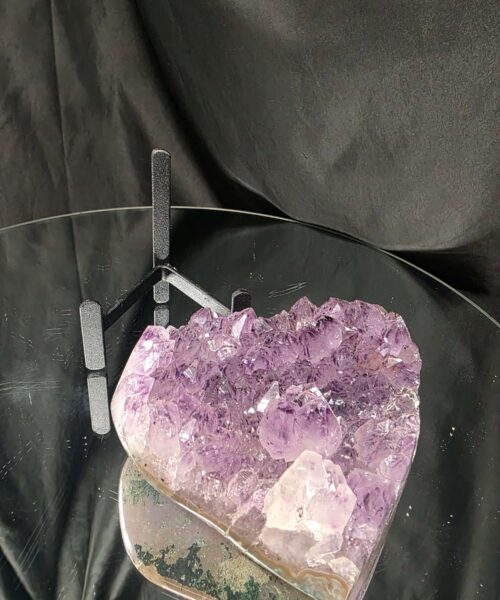 Amethyst Heart on Stand 7 Purple Quartz Geode Crystal Gift 881g - H12xW12xD6cm - Image 4