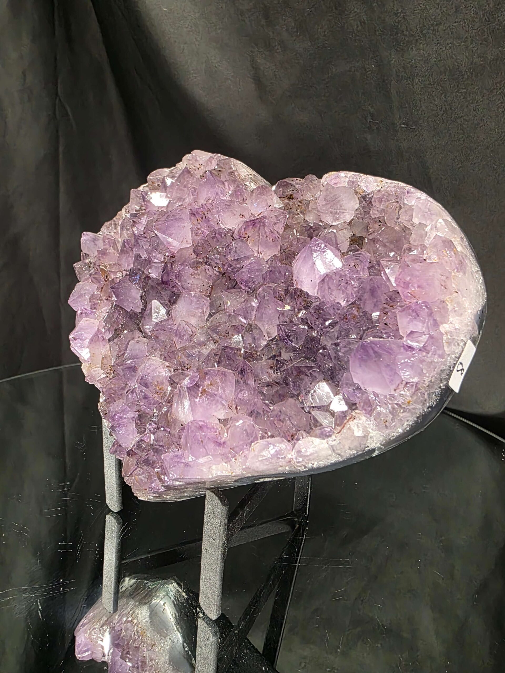 Huge Amethyst Heart on Stand 8 Purple Quartz Geode Crystal Gift 1.834g - H15xW17xD10cm - Image 8
