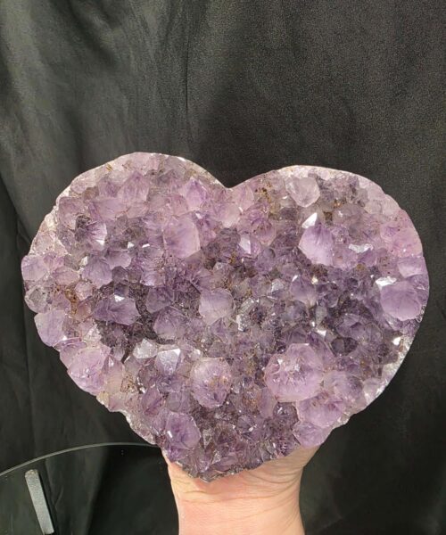 Huge Amethyst Heart on Stand 8 Purple Quartz Geode Crystal Gift 1.834g - H15xW17xD10cm - Image 6