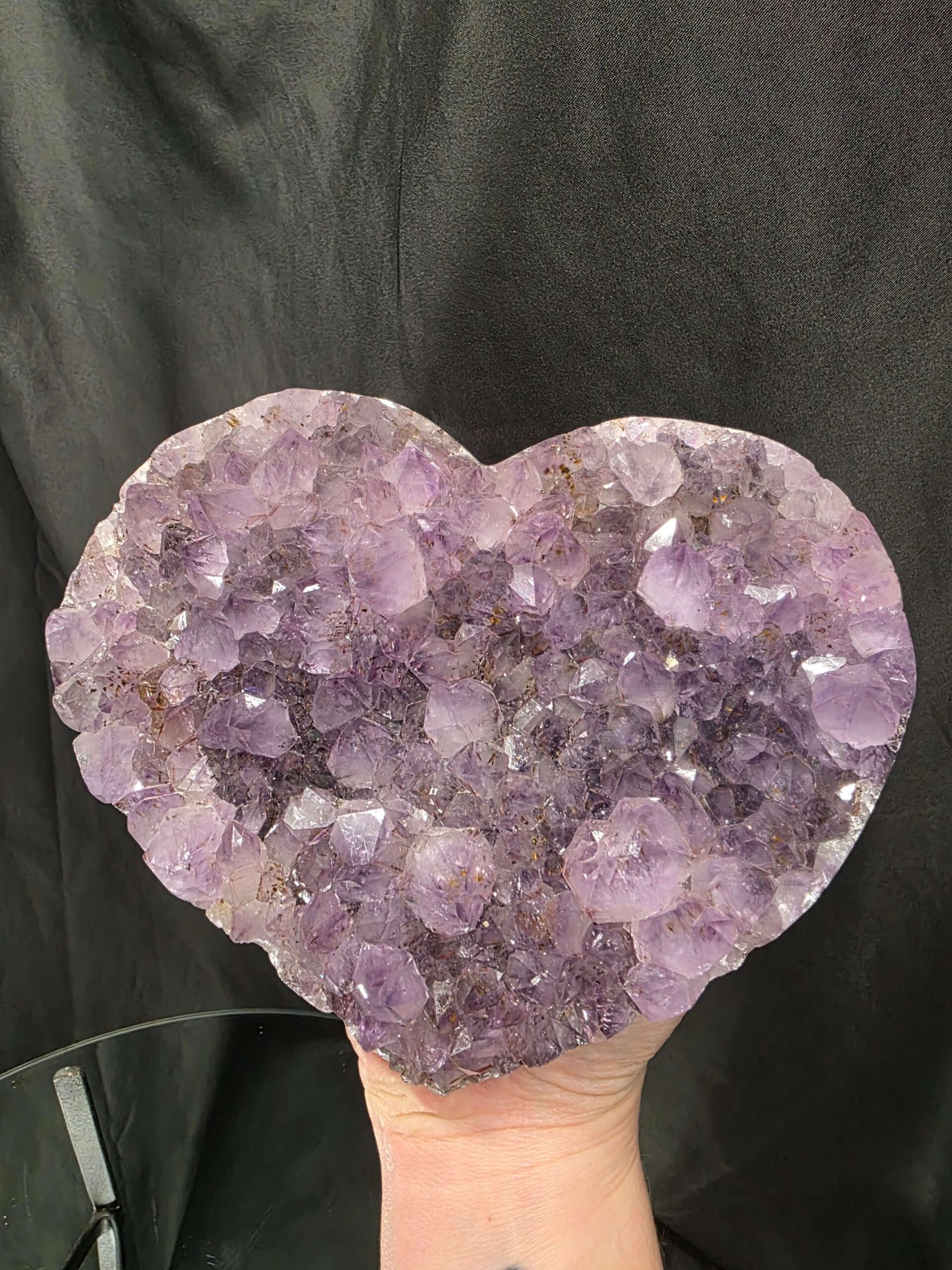 Huge Amethyst Heart on Stand 8 Purple Quartz Geode Crystal Gift 1.834g - H15xW17xD10cm - Image 6