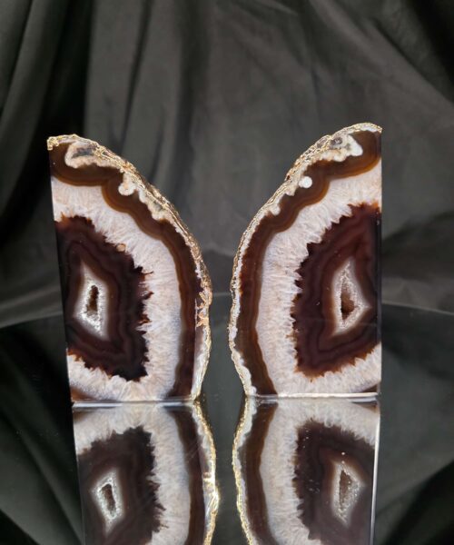 Caramel Agate 24ct Gold Edge Microcrystalline Quartz Premium Bookends 2 Ornament Handpicked Size 1.818kg H11xW18.5xD5cm - Image 5