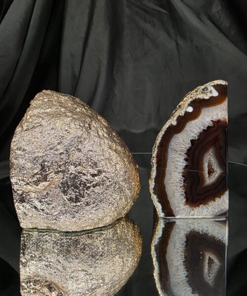 Caramel Agate 24ct Gold Edge Microcrystalline Quartz Premium Bookends 2 Ornament Handpicked Size 1.818kg H11xW18.5xD5cm - Image 4