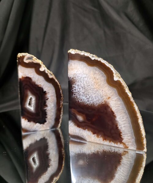 Caramel Agate 24ct Gold Edge Microcrystalline Quartz Premium Bookends 2 Ornament Handpicked Size 1.818kg H11xW18.5xD5cm - Image 3