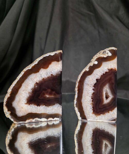 Alternative view of Caramel Agate 24ct Gold Edge Microcrystalline Quartz Premium Bookends 2 Ornament Handpicked Size 1.818kg H11xW18.5xD5cm