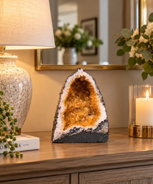 Citrine Geode 557 Crystal Cluster Druzy Premium Grade 3.99kg H23xW18xD11cm