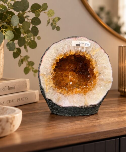Citrine Geode 558 Crystal Cluster Druzy Premium Grade 5.79g H29xW19xD12cm