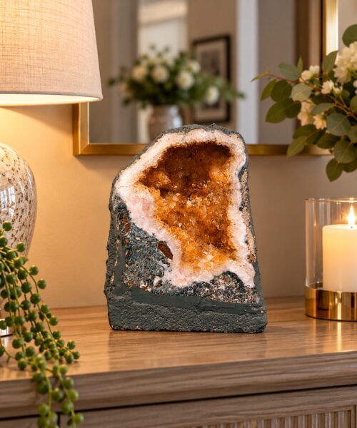 Citrine Geode 560 Crystal Cluster Druzy Premium Grade 3.65kg H20xW15xD10cm