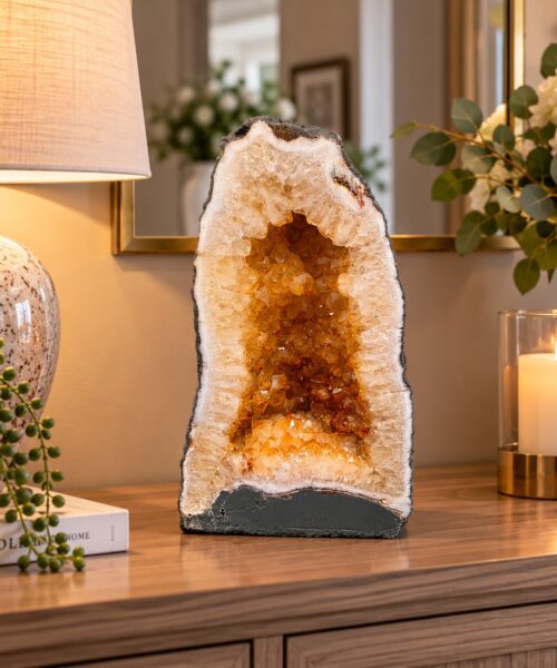 Citrine Geode 566 Crystal Cluster Druzy Premium Grade 6.26kg H32xW18xD11cm