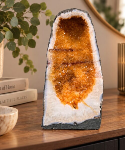 Citrine Geode 571 Crystal Cluster Druzy Premium Grade 7.71g H34xW19xD11cm