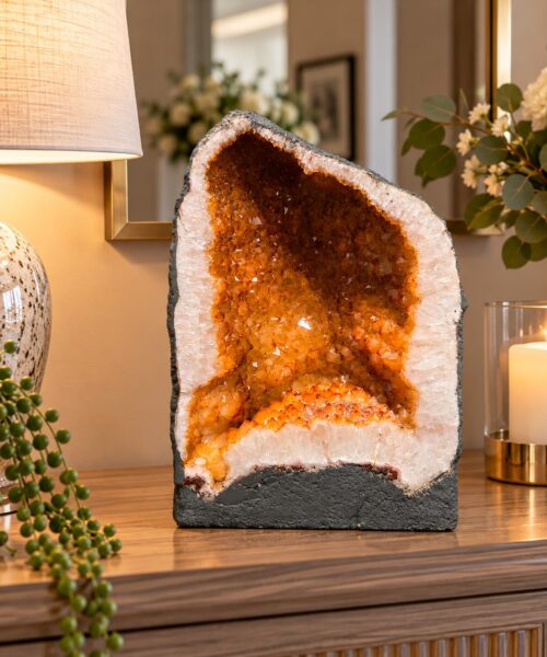 Citrine Geode 573 Crystal Cluster Druzy Premium Grade 11.41kg H32xW23xD13cm