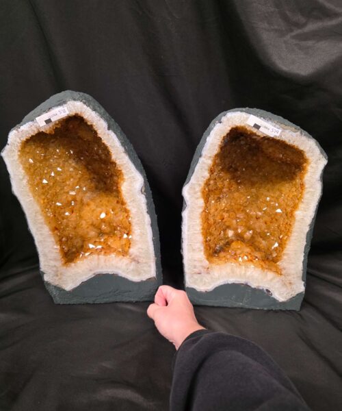 Citrine Geode PAIR 578 & 579 Crystal Cluster Druzy Premium Grade 13kg each H36xW19xD12cm - Image 5