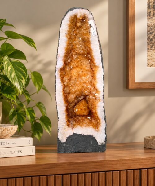 Tall Citrine Geode 580 Crystal Cluster Druzy Premium Grade 12.93kg H49xW19xD17cm