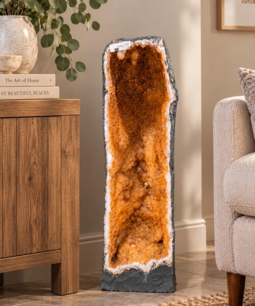 Tall Citrine Geode 581 Crystal Cluster Druzy Premium Grade 16.79kg H53xW21xD17cm
