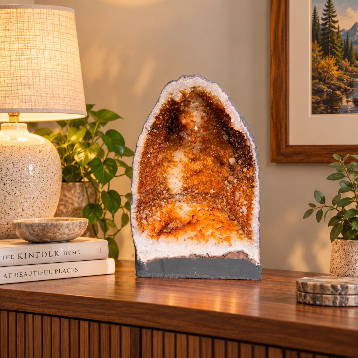 Citrine Geode 587 Crystal Cluster Druzy Premium Grade 17.81kg H41xW26xD16cm