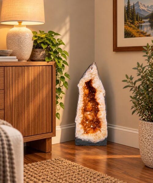 Tall Citrine Geode 596 Crystal Cluster Druzy Premium Grade 32.9kg H64xW24xD17cm