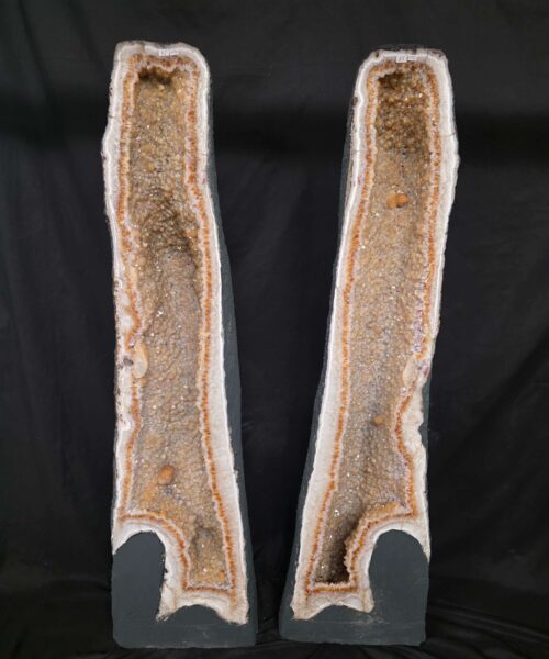 Very Tall Citrine Geode PAIR 604-605 Crystal Cluster Druzy Premium Grade 91kg each H120xW33xD23cm - Image 4