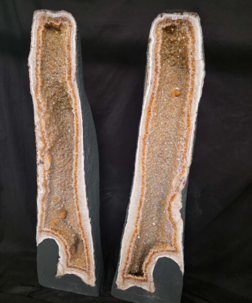 Alternative view of Very Tall Citrine Geode PAIR 604-605 Crystal Cluster Druzy Premium Grade 91kg each H120xW33xD23cm
