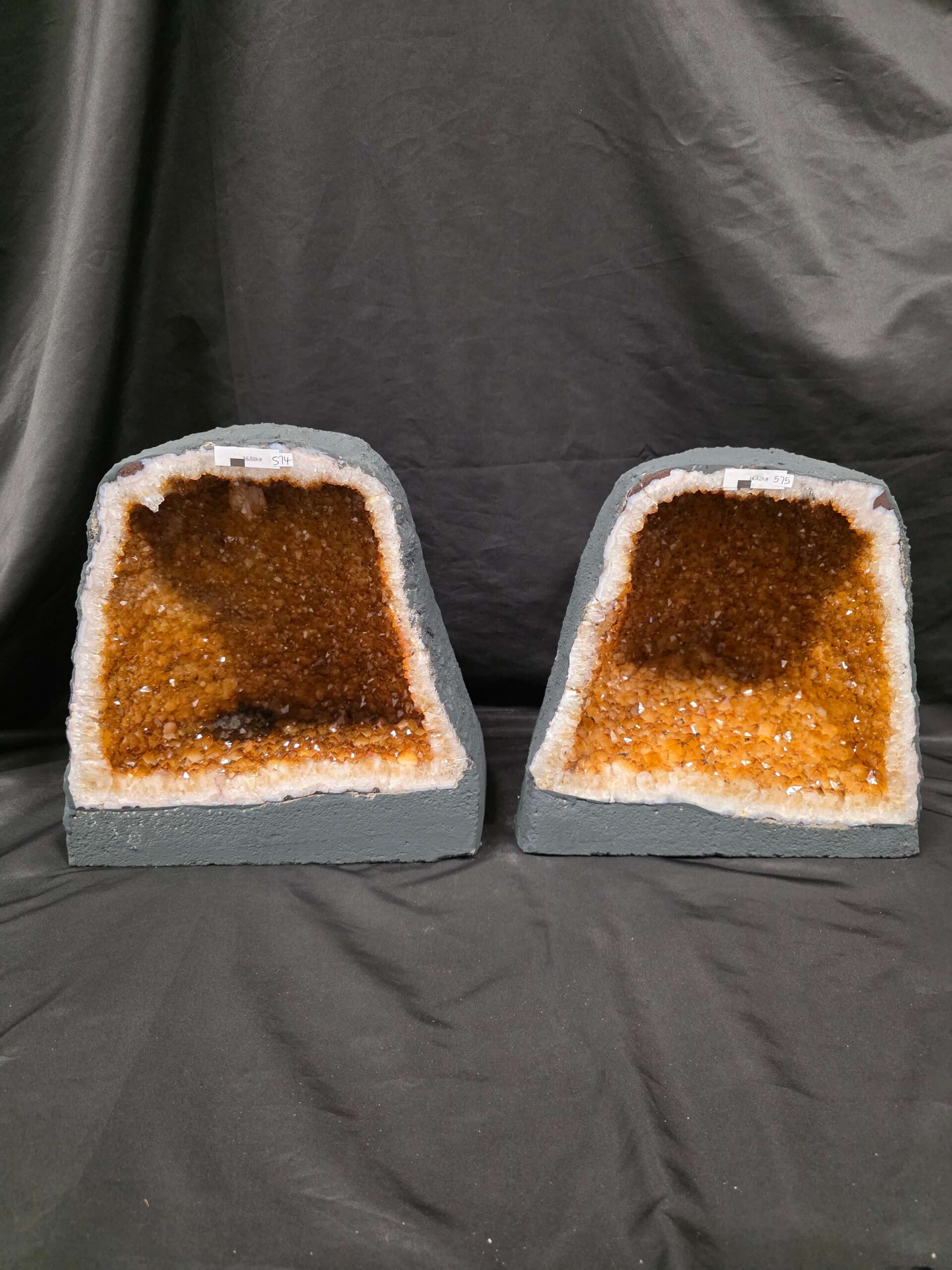 Citrine Geode PAIR 574 & 575 Crystal Cluster Druzy Premium Grade 16kg each H32xW31xD19cm - Image 10