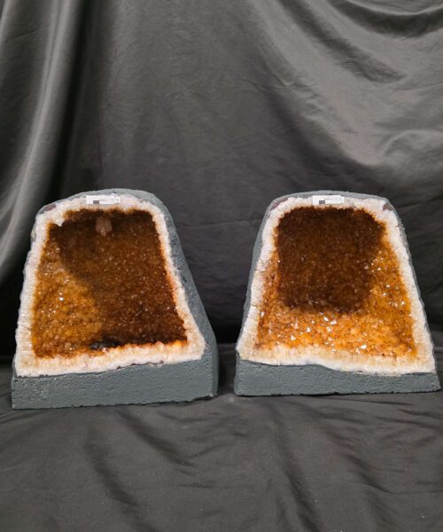 Citrine Geode PAIR 574 & 575 Crystal Cluster Druzy Premium Grade 16kg each H32xW31xD19cm - Image 2