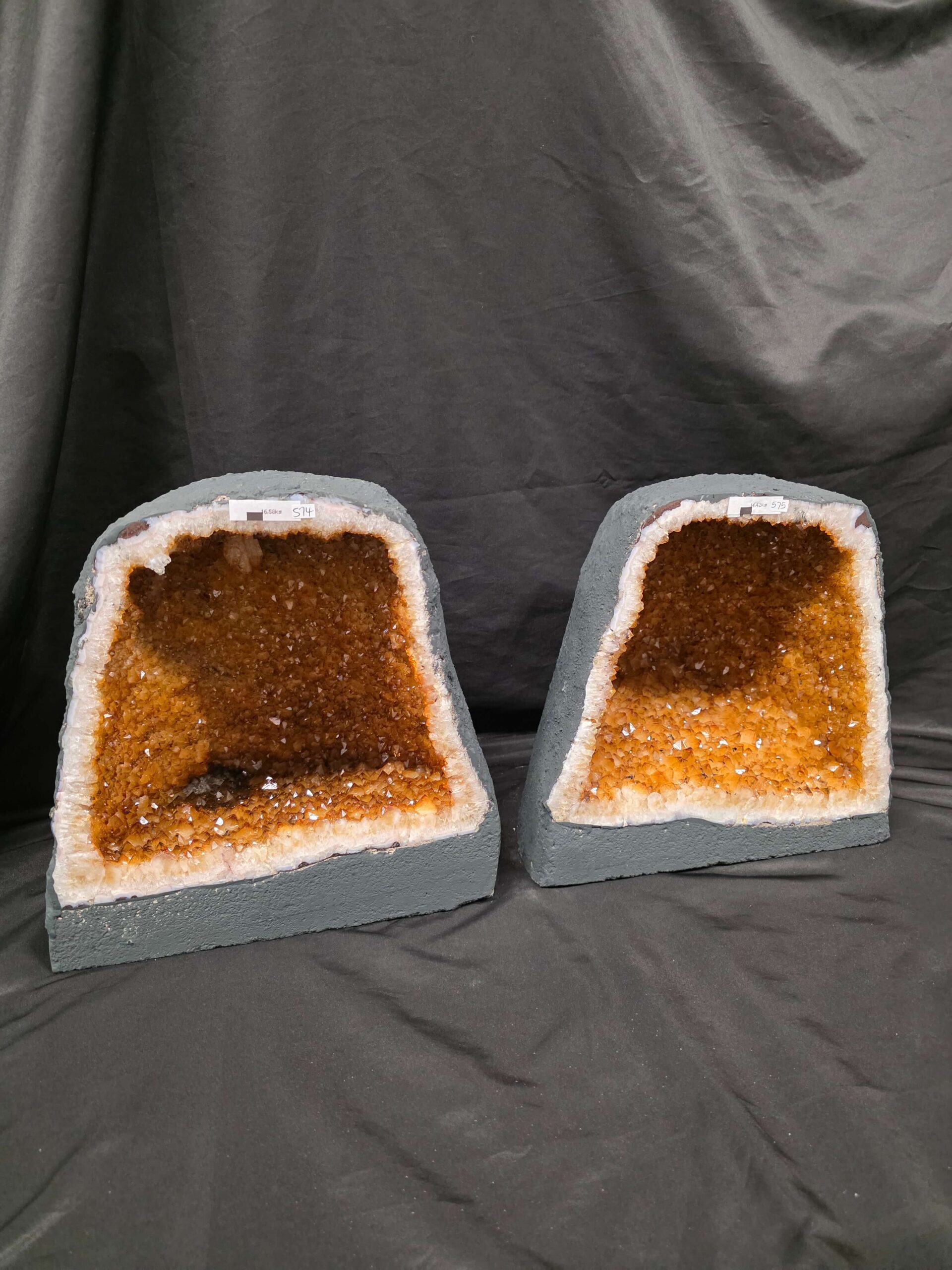 Citrine Geode PAIR 574 & 575 Crystal Cluster Druzy Premium Grade 16kg each H32xW31xD19cm - Image 9