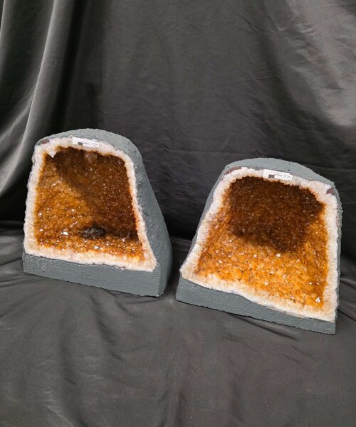 Citrine Geode PAIR 574 & 575 Crystal Cluster Druzy Premium Grade 16kg each H32xW31xD19cm - Image 8