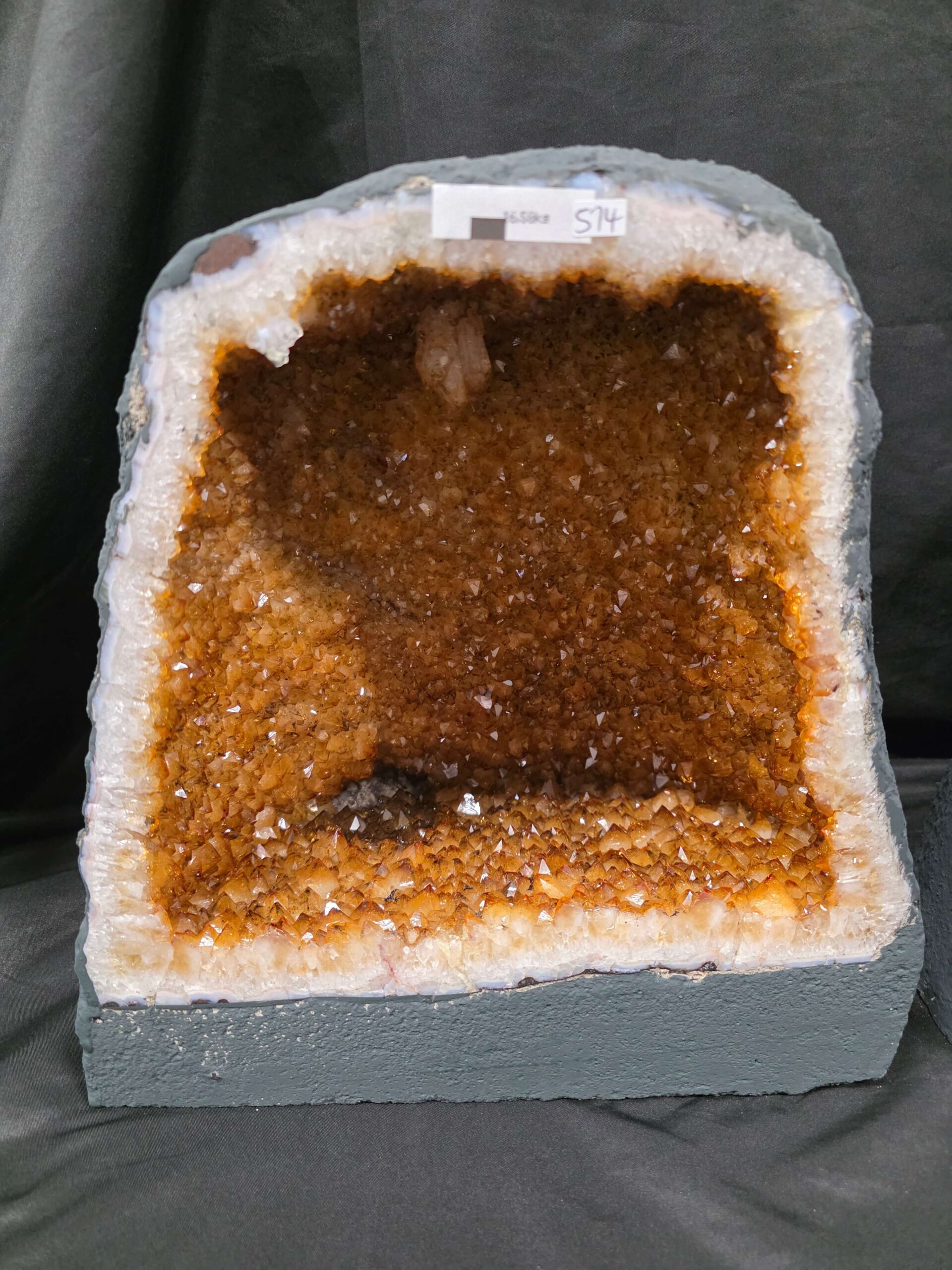 Citrine Geode PAIR 574 & 575 Crystal Cluster Druzy Premium Grade 16kg each H32xW31xD19cm - Image 7