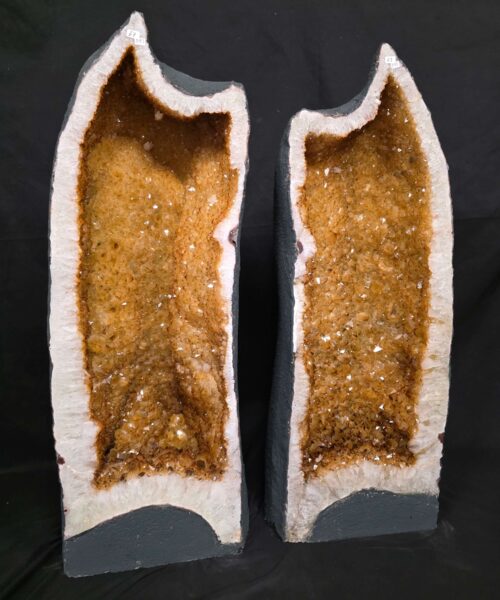 Very Tall Citrine Geode PAIR 597-598 Crystal Cluster Druzy Premium Grade 67kg each H82xW29xD23cm - Image 15