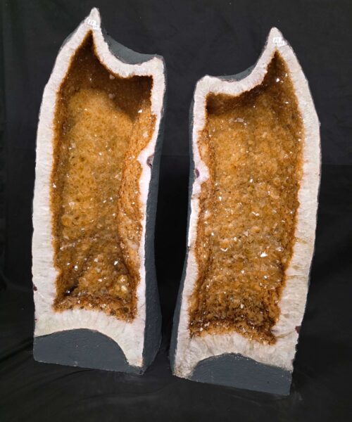Very Tall Citrine Geode PAIR 597-598 Crystal Cluster Druzy Premium Grade 67kg each H82xW29xD23cm - Image 14