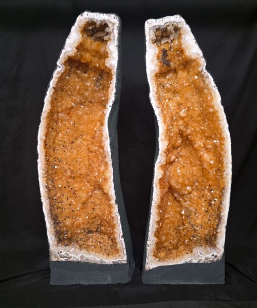 Very Tall Citrine Geode PAIR 602-603 Crystal Cluster Druzy Premium Grade 81kg each H100xW31xD27cm - Image 3