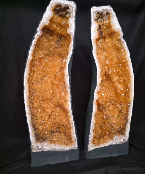 Very Tall Citrine Geode PAIR 602-603 Crystal Cluster Druzy Premium Grade 81kg each H100xW31xD27cm - Image 4