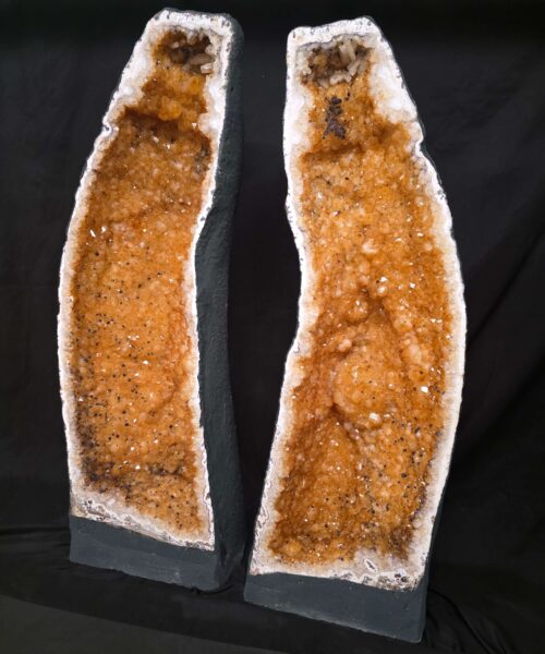 Alternative view of Very Tall Citrine Geode PAIR 602-603 Crystal Cluster Druzy Premium Grade 81kg each H100xW31xD27cm