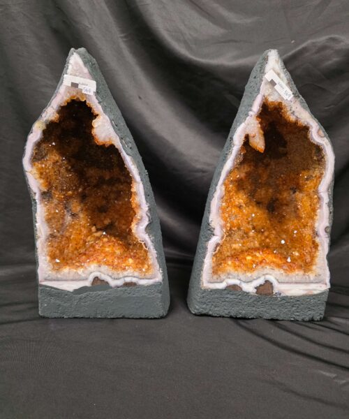Citrine Geode PAIR 568 & 569 Crystal Cluster Druzy Premium Grade 9kg each H37xW20xD15cm - Image 10